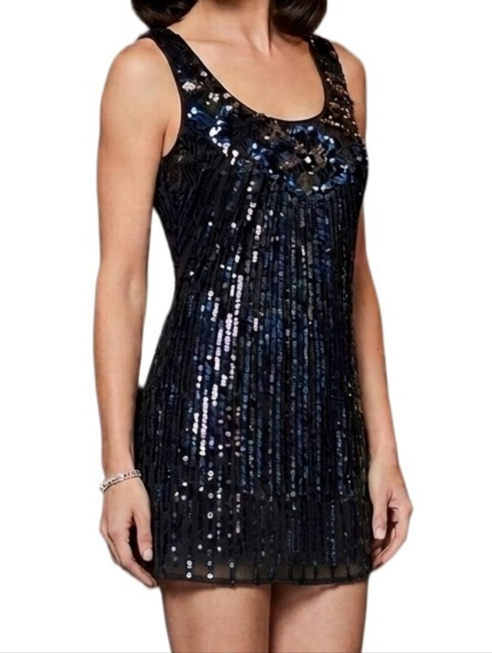 White House Black Market Sequin Beaded Mini Dress Size 4